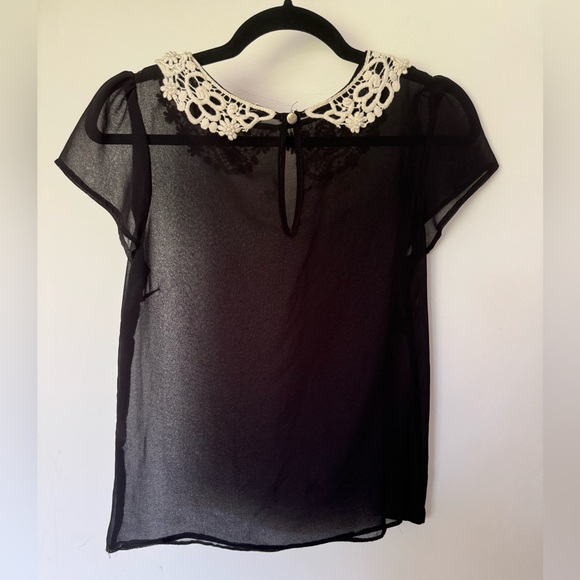 Atmosphere Sheer Lace Collared Blouse - Picture 6 of 8